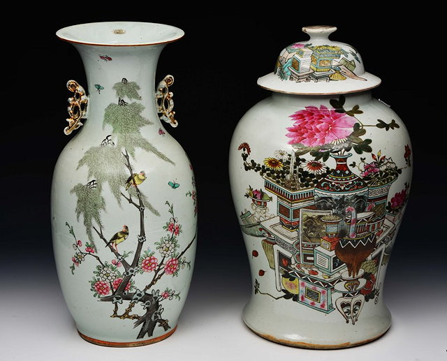 Appraisal: A CHINESE PORCELAIN BALUSTER VASE decorated with birds blossom and