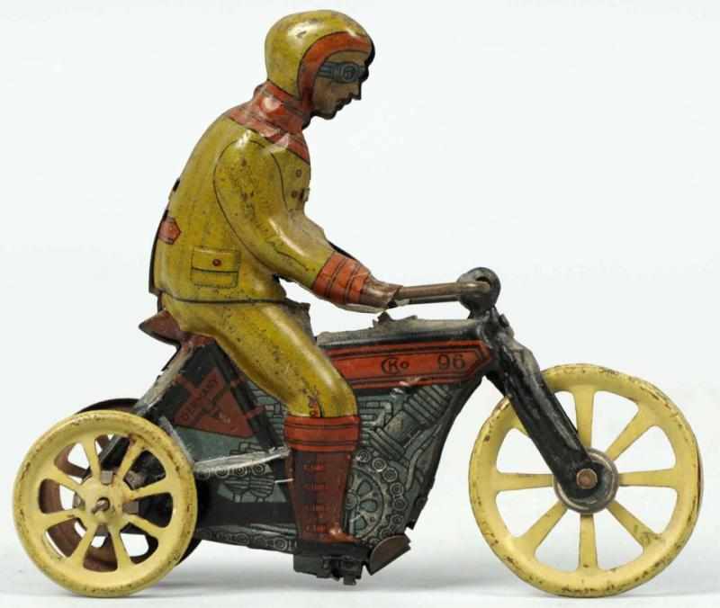 Appraisal: Tin Litho Motorcycle Penny Toy German Made by CKO and