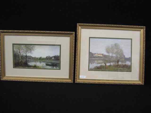 Appraisal: Pair of Prints waterfront landscapes approx '' x ''