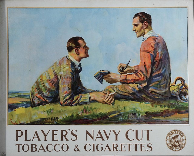 Appraisal: A Players cigarette advertising printshowing two young men on a