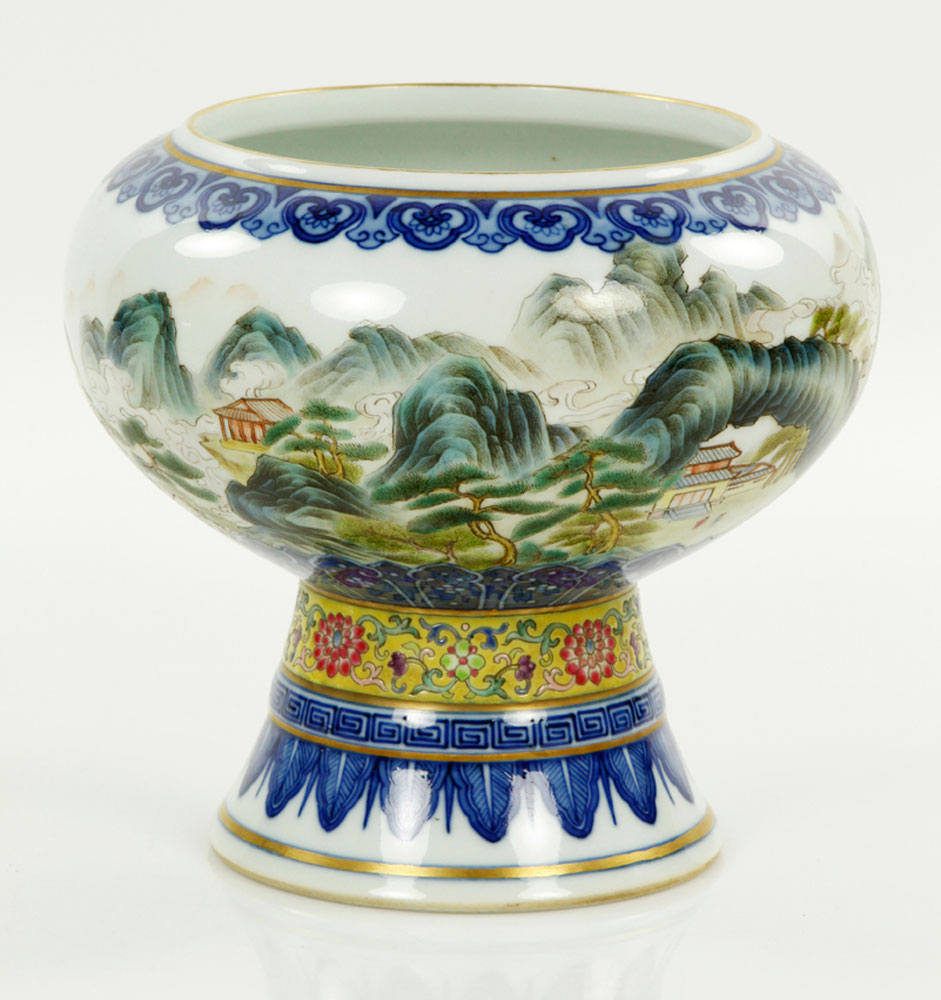 Appraisal: - Chinese Famille Rose Brush Washer Famille rose porcelain brush