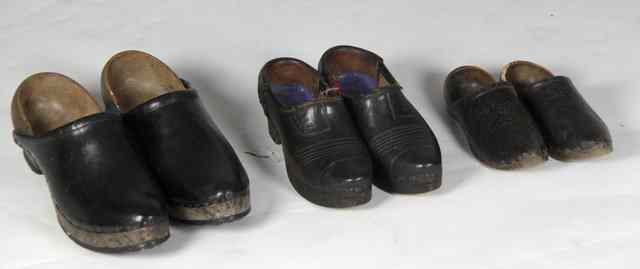 Appraisal: A pair of French clogs shoes with tooled leather uppers