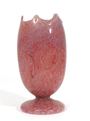 Appraisal: A Vasart glass table lamp footed tulip form whorled pink