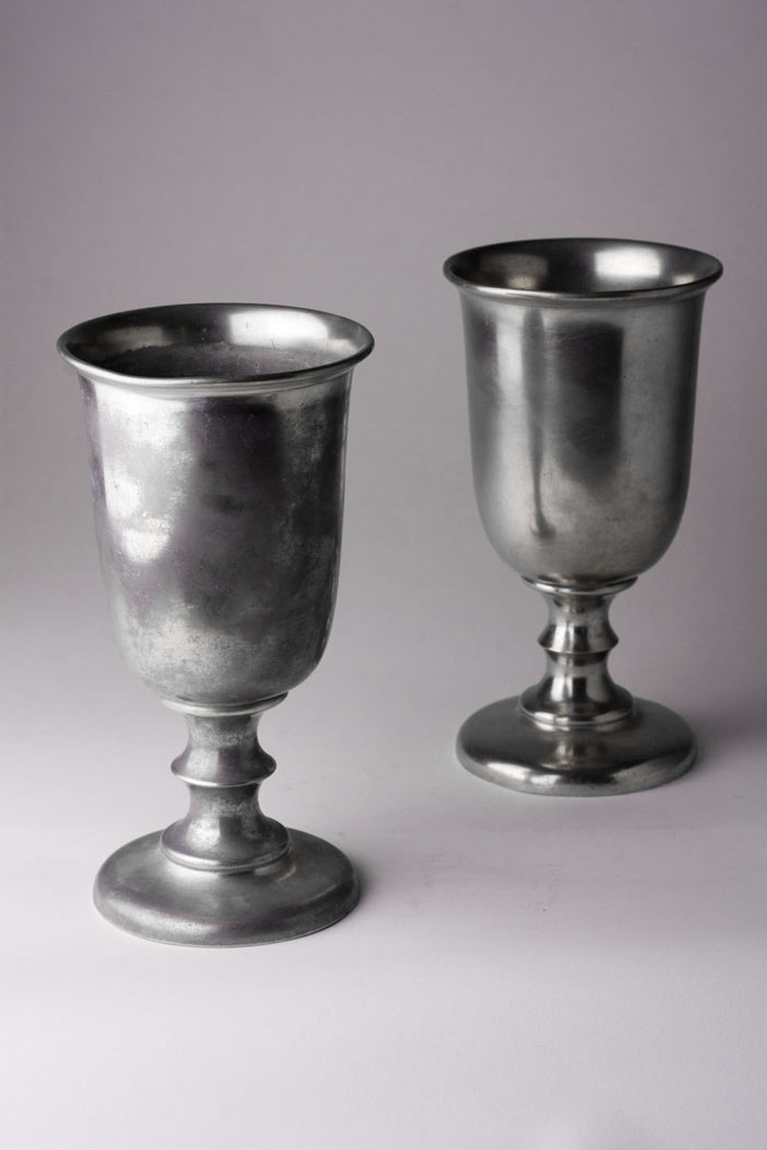 Appraisal: ASSEMBLED PAIR OF PEWTER CHALICES GUSTAVUS LEONARD D HENRY G