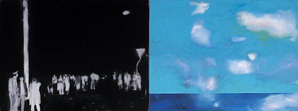 Appraisal: Ryuta Nakajima American born Tokyo Dark night Blue sky panels