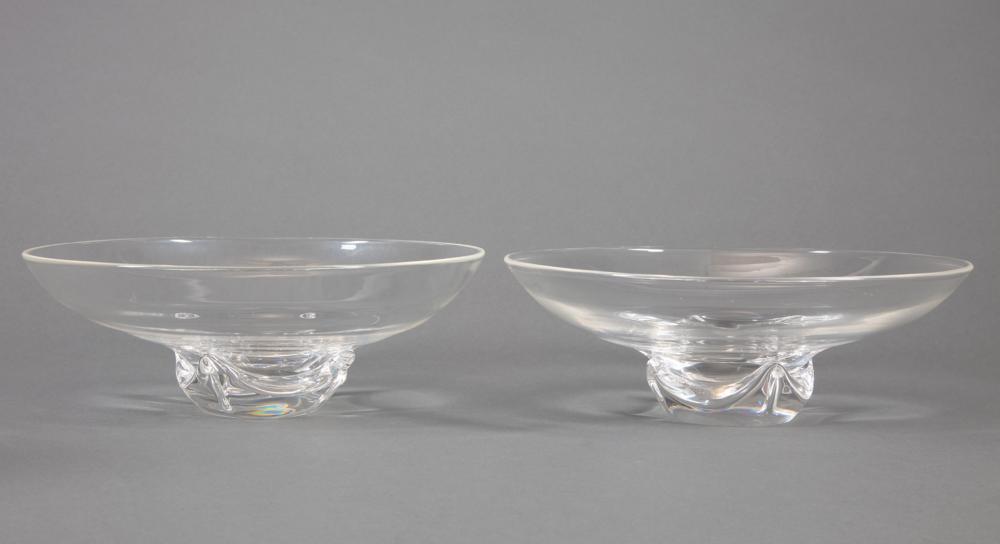 Appraisal: Pair of Large Steuben Glass Quatrefoil Bowls etched marks model