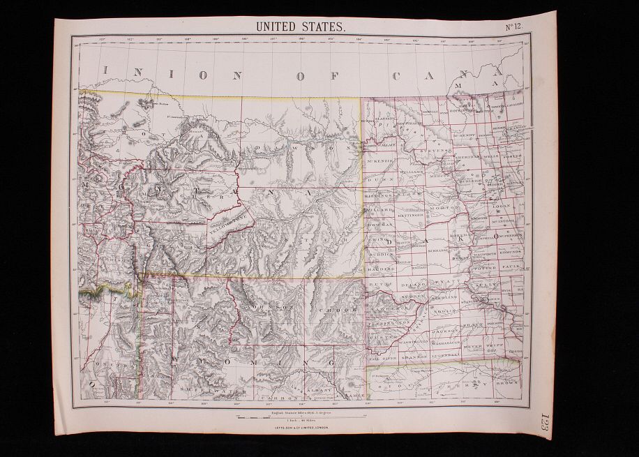 Appraisal: Montana Wyoming Dakota Map by Letts For your consideration is