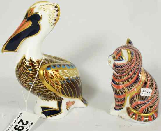 Appraisal: Royal Crown Derby Paperweight Brown Pelican Silver Stopper and a