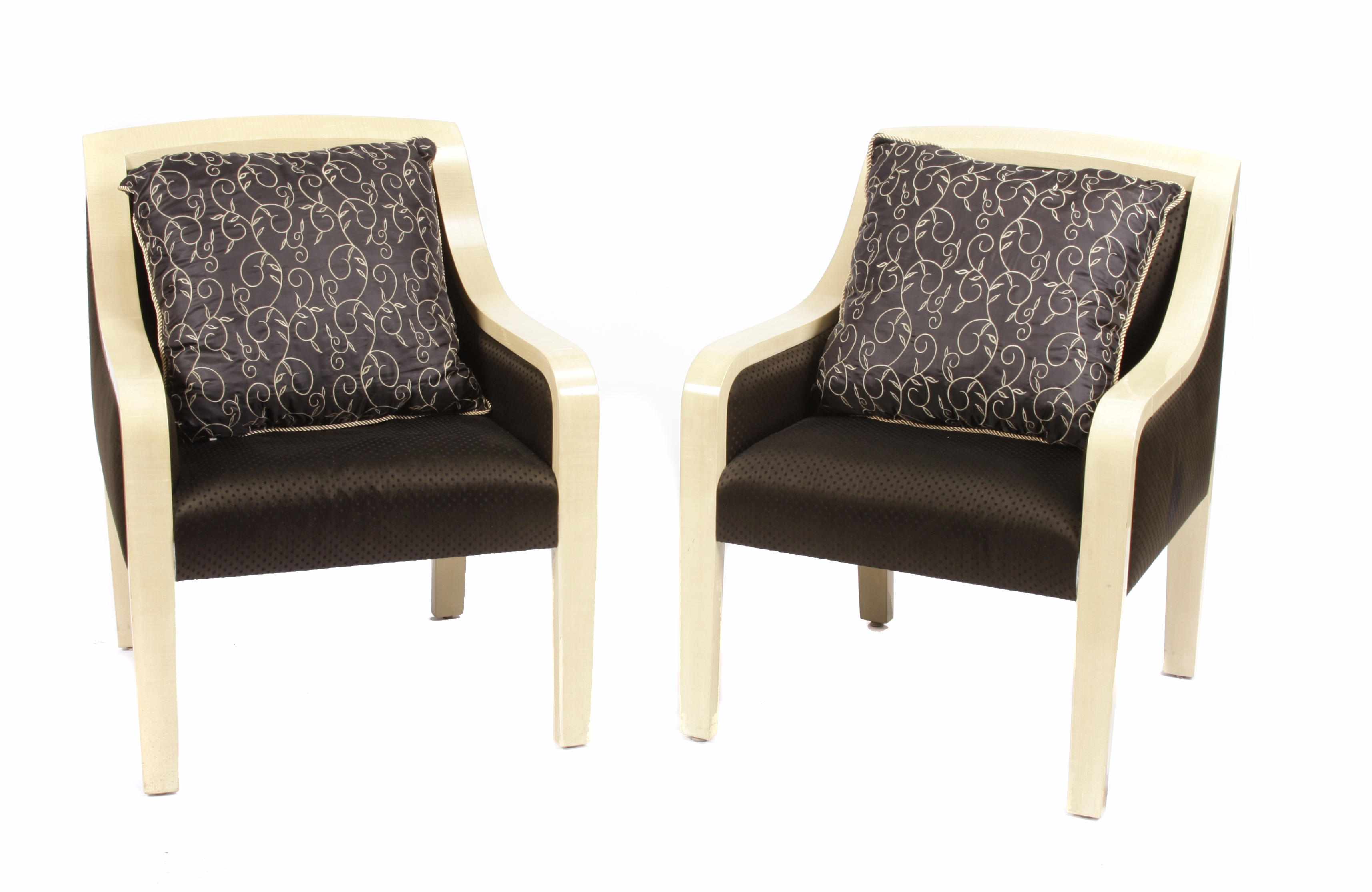 Appraisal: Property of various owners A pair of Contemporary upholstered blond