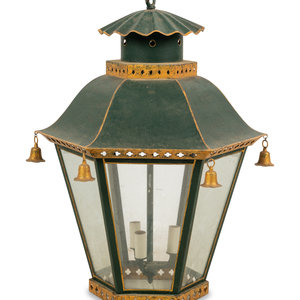 Appraisal: A Parcel Gilt T le Hall Lantern th Century Height