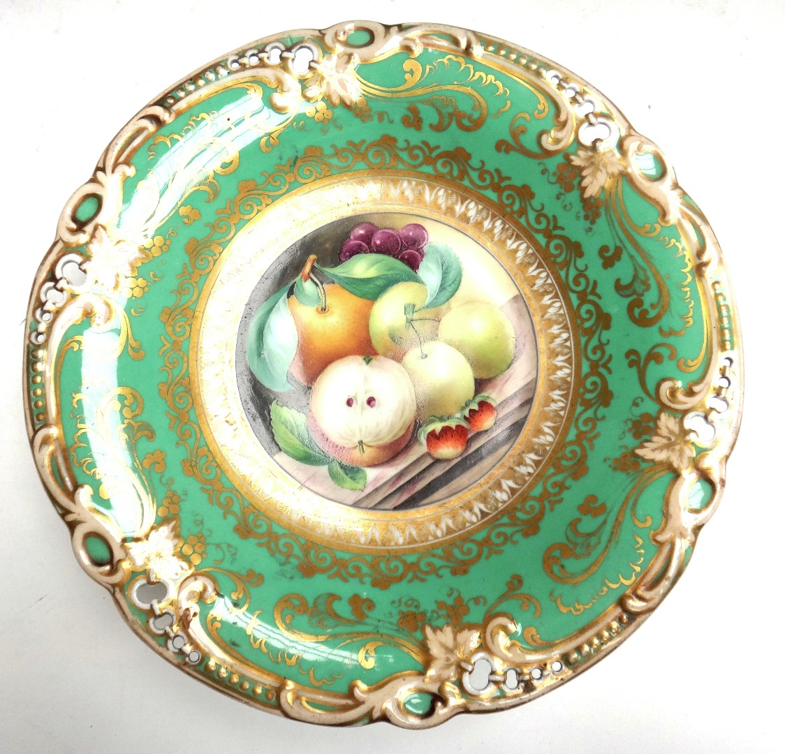 Appraisal: A Ridgway pierced apple green ground part dessert service circa