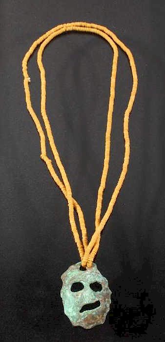 Appraisal: Mississippian Culture Copper Effigy Necklace For bidding in this lot