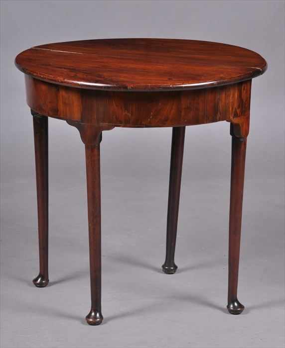 Appraisal: GEORGE II MAHOGANY SMALL DEMILUNE GATELEG TABLE The d-shaped hinged