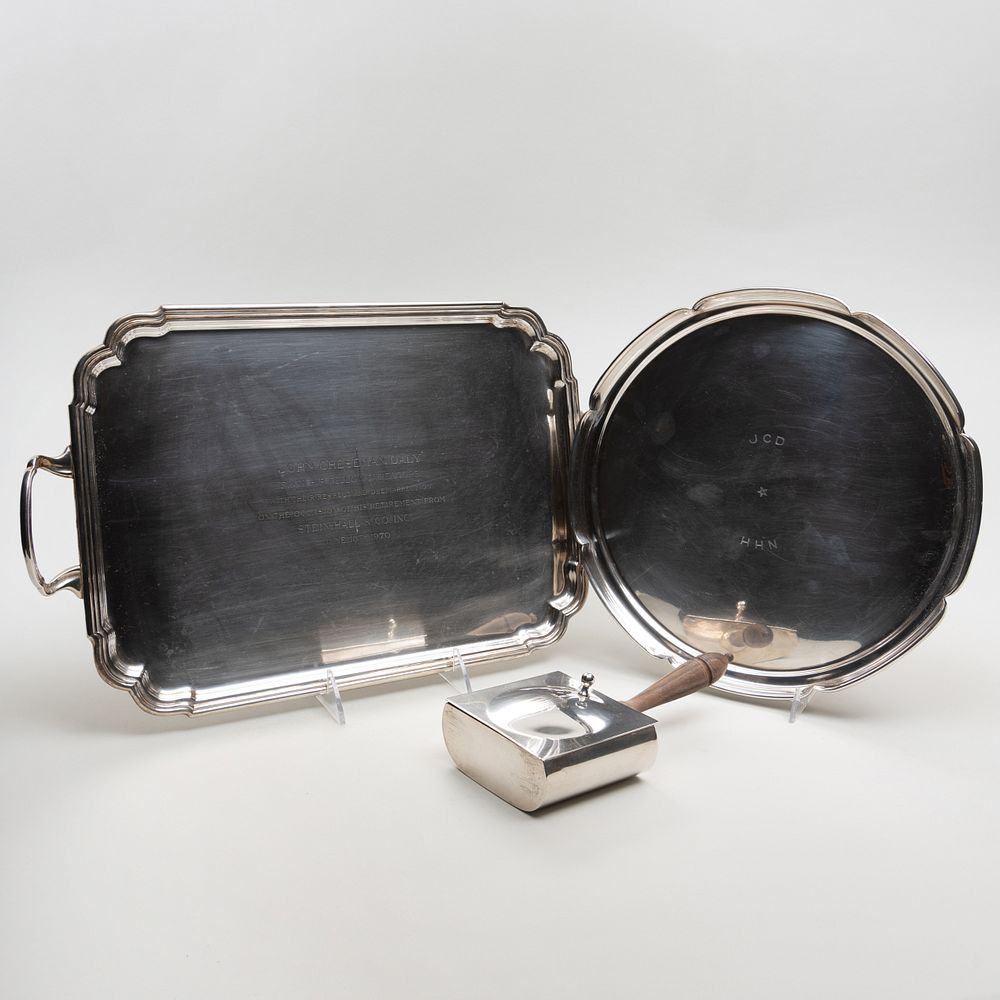 Appraisal: Two Cartier Silver Articles and a Tiffany Silver Tray Each