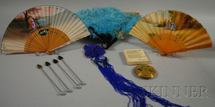 Appraisal: Group of Lady's Vintage Accessories a pale blue feather fan