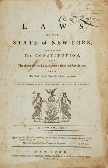 Appraisal: NEW YORK Laws of the State of New-York Comprising The