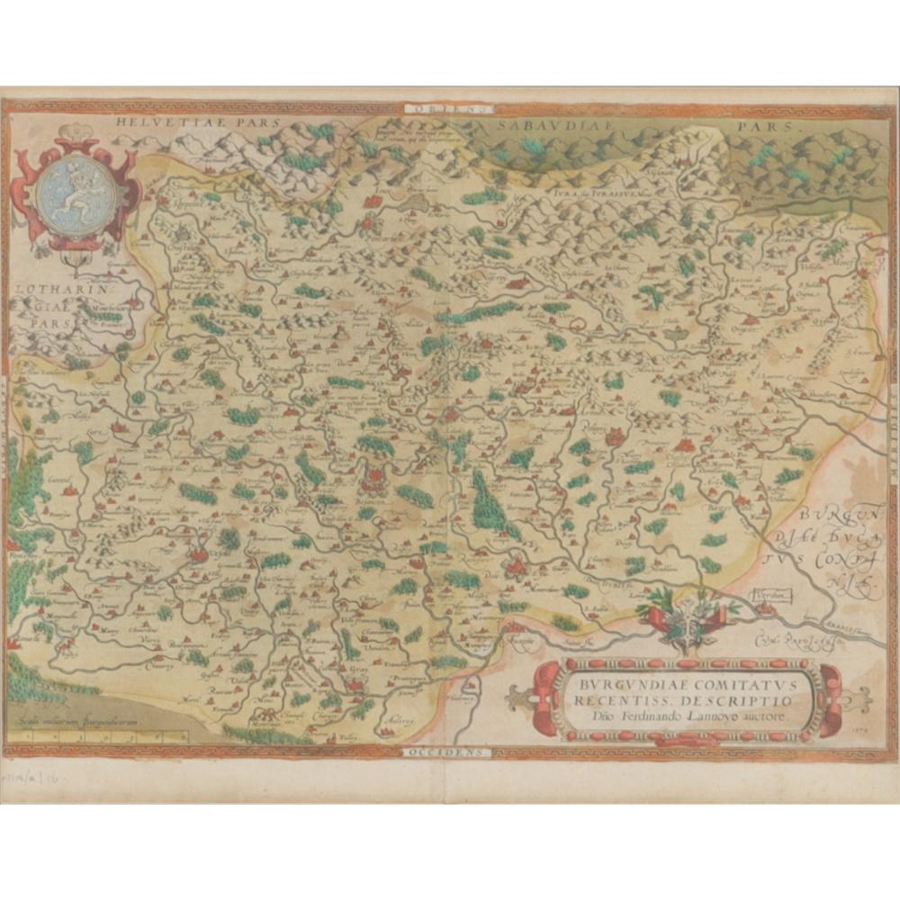 Appraisal: FRENCH BURGUNDY MAP BURGUNDIAE BY FERDINANDO LANNOYO FLEMISH - HAND