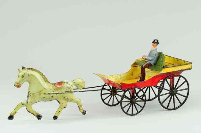 Appraisal: HORSE DRAWN CART Early American tin c late 's hand