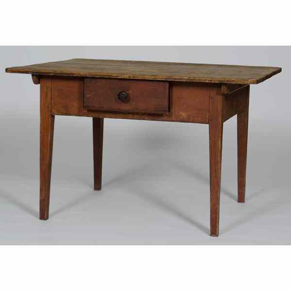 Appraisal: Scrubbed Top Work Table American probably Pennsylvania th century A