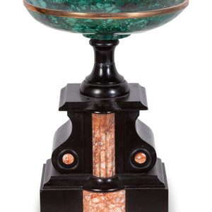 Appraisal: A Neoclassical Style Marble and Malachite Tazza Height x width