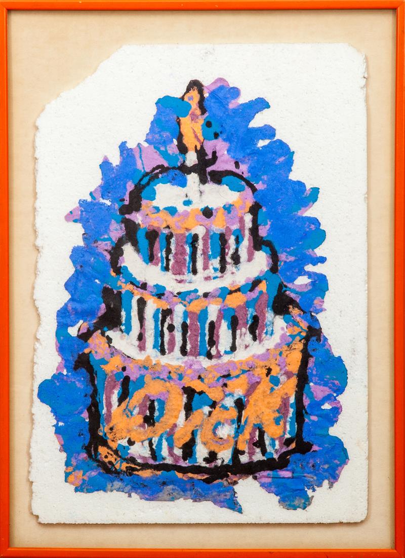 Appraisal: th Century School Untitled Birthday Cake Mixed media on styrofoam