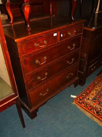 Appraisal: A Georgian oak chest of two short and three long