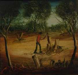 Appraisal: Pro Hart - The Woodcutter oil on board signed 'PRO