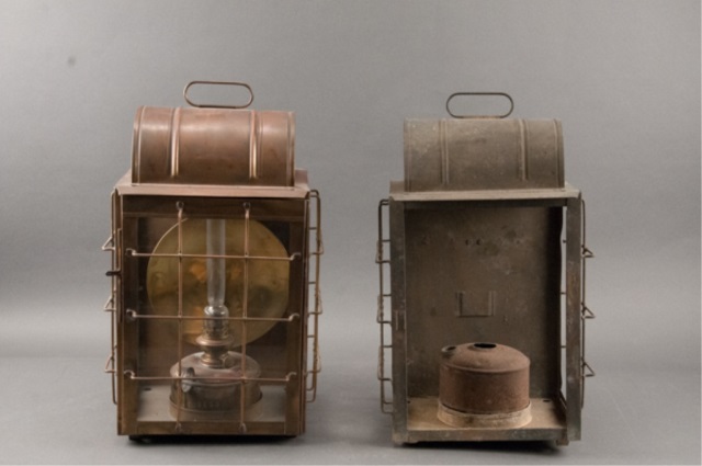 Appraisal: Pair of National Lamp Co Bulkhead Marine Lanterns Tin and