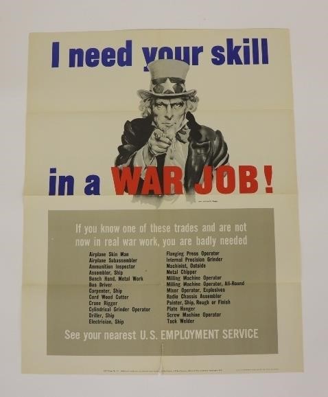 Appraisal: WW II poster by James Montgomery Flagg 'We Want Your