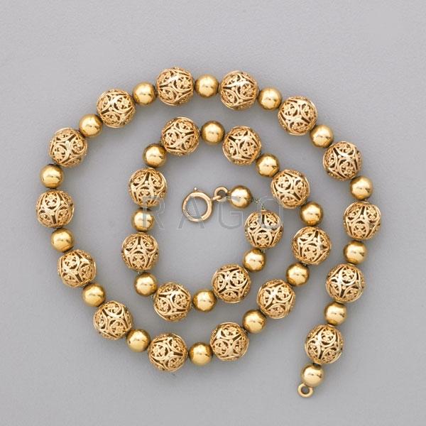 Appraisal: K YELLOW GOLD BEAD NECKLACE Condition Report