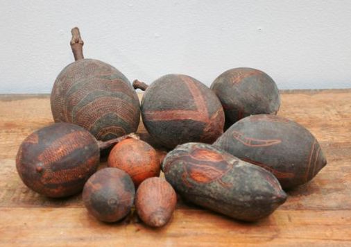 Appraisal: A group of eight carved Aboriginal Boab Nuts collected in