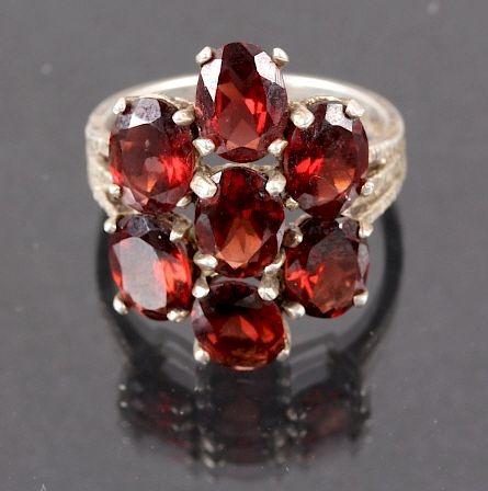 Appraisal: Sterling Silver Red Garnet Cocktail Ring For sale in this