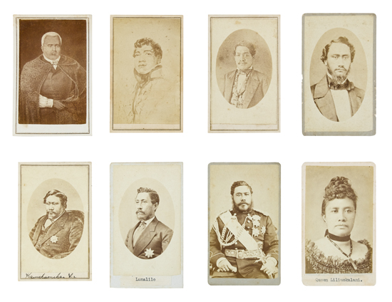 Appraisal: HAWAII Group of carte-de-visite portraits of the eight reigning monarchs