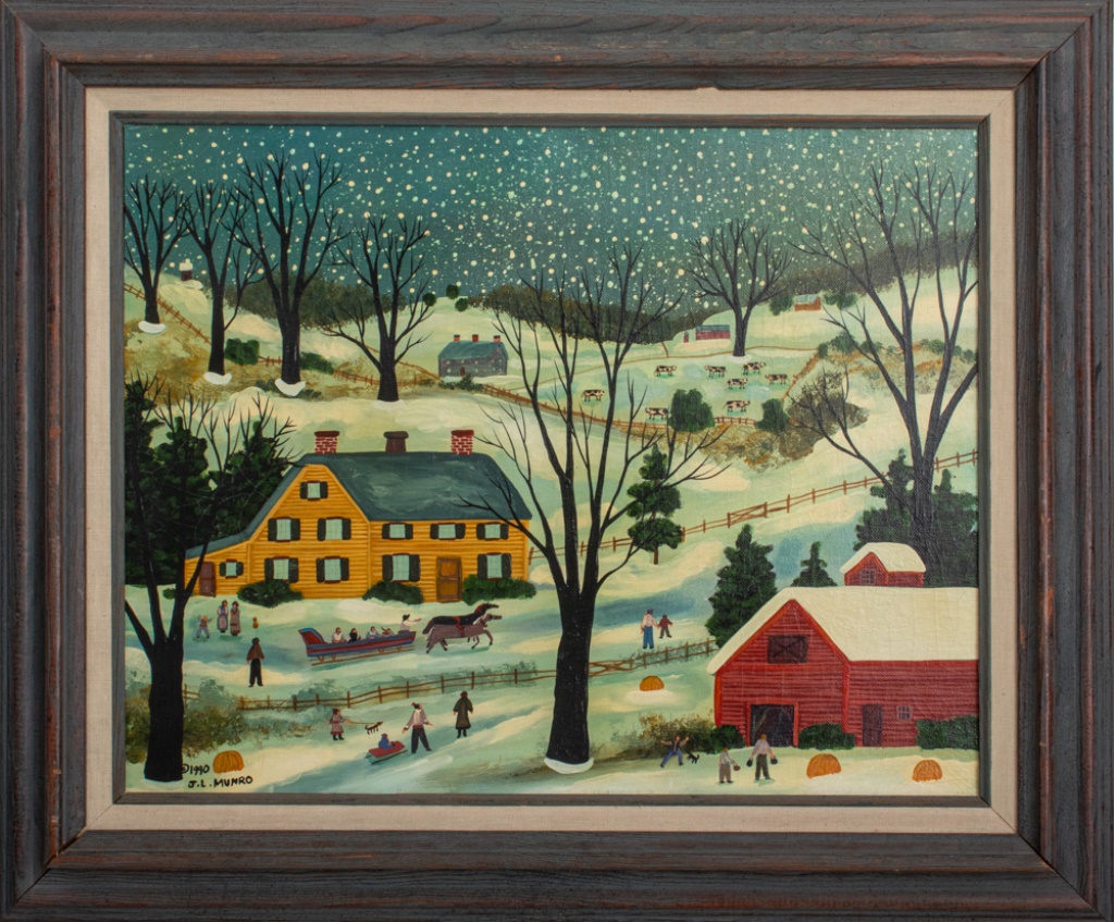 Appraisal: JANET MUNRO WINTER IN FLY CREEK NY MIXED MEDIA Janet