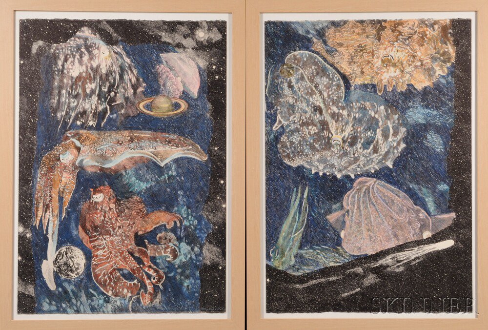 Appraisal: Ann McCoy American b Four Works from Cuttlefish De Secretis