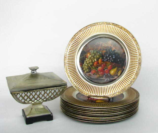 Appraisal: Group eleven of fruit motif decorative resin table chargers and