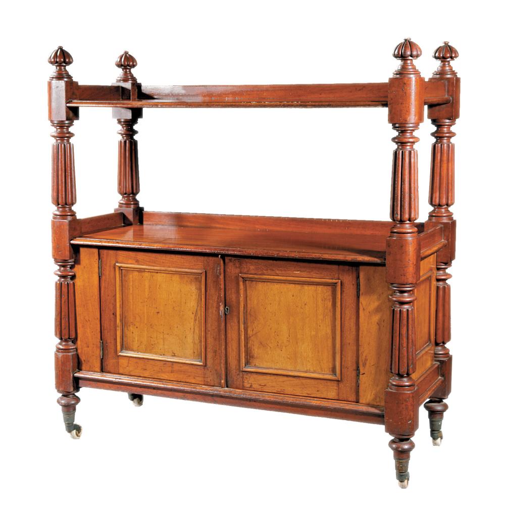 Appraisal: William IV Mahogany Trolley c galleried top with reeded melon