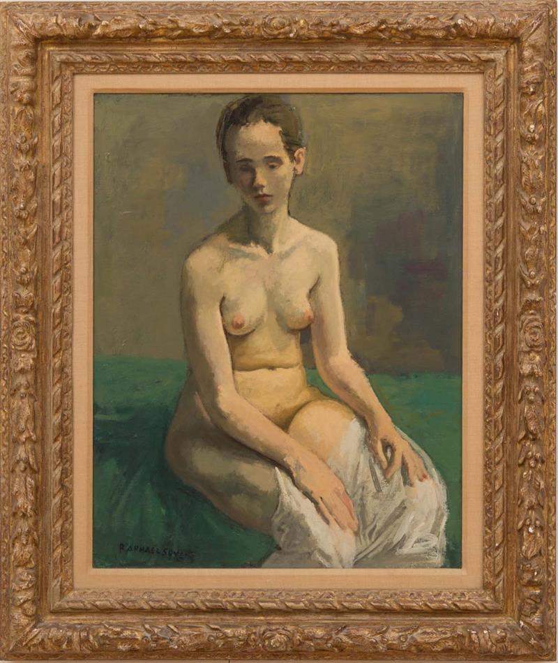 Appraisal: RAPHAEL SOYER - SEATED NUDE Oil on canvas signed 'Raphael