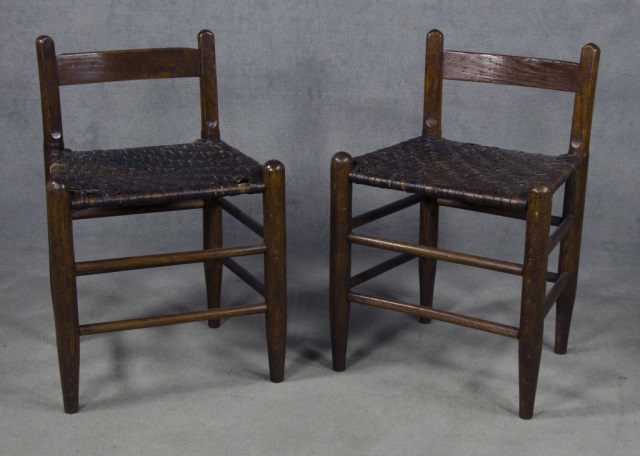 Appraisal: Pair of Country Loom ChairsHaving single splat low back Period