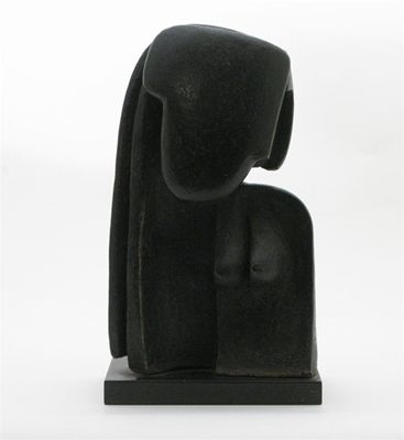 Appraisal: A Peter Hayes sculpture cubist form covered in a black