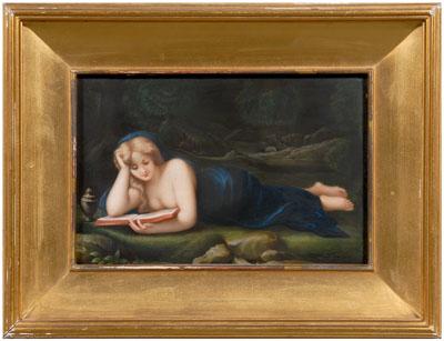 Appraisal: Hand painted German porcelain plaque The Penitent Magdalene wearing blue