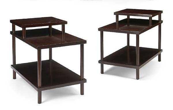 Appraisal: A pair of T H Robsjohn-Gibbings stained walnut end tables