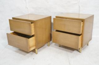 Appraisal: Pr Mid Century Two Drawer Night Stands Minimalis Pr Mid