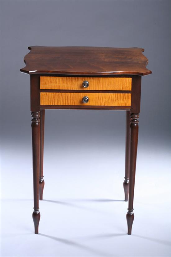 Appraisal: FEDERAL STYLE MIXED-WOOD SIDE TABLE th century of cherrywood satinwood