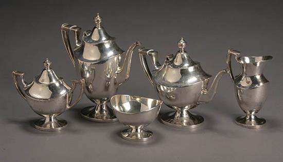 Appraisal: Mexican Sterling Five-Piece Coffee and Tea Service Sanborns Mid- th