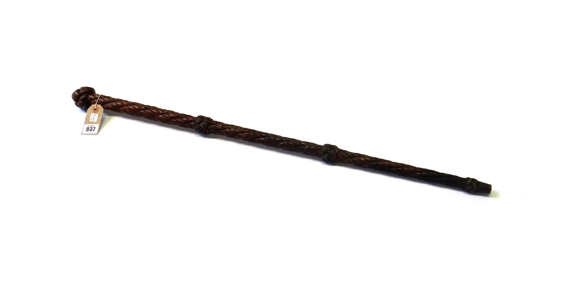 Appraisal: A hardwood walking cane th century carved all over with