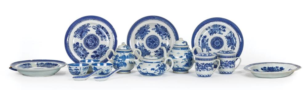 Appraisal: Four Chinese Blue Fitzhugh Porcelain Dinner and Serving Pieces th