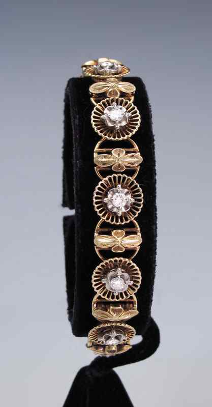 Appraisal: JABEL K DIAMOND BRACELET K yellow golf bracelet of nine