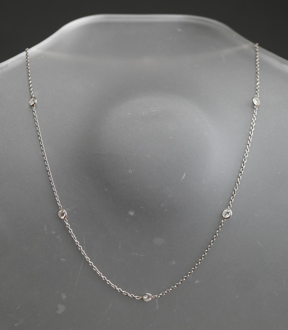 Appraisal: -Karat White-Gold and Diamond Station Necklace Diamonds approx tcw gross