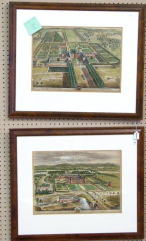 Appraisal: Two antique English color engravings ''Brome Hall in the County